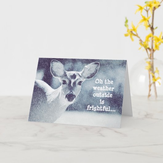 Carte de Noël des Cerfs en Neige (Fleur jaune)