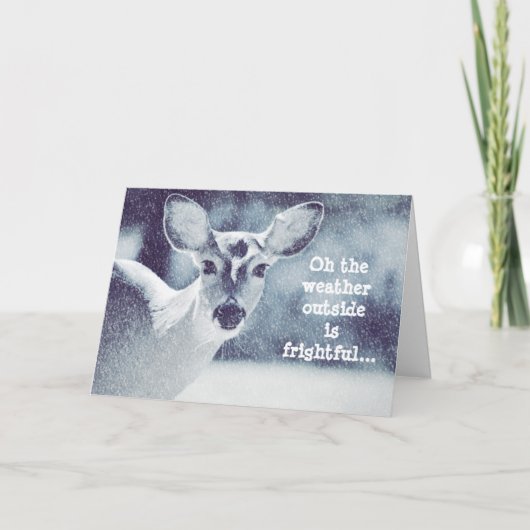 Carte de Noël des Cerfs en Neige (Devant)