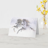 Carte de Noël des Chevaux de neige II (Fleur jaune)