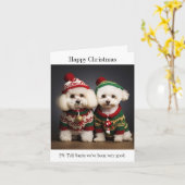 Carte de Noël des chiens Bichon Frise (Fleur jaune)