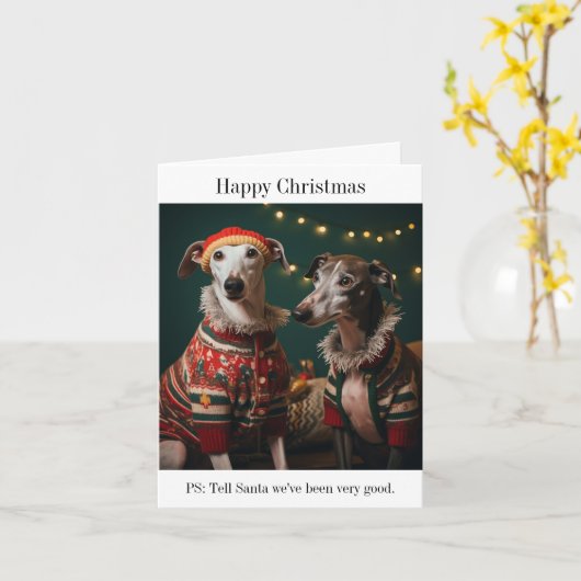 Carte de Noël des Chiens de Greyhound (Fleur jaune)