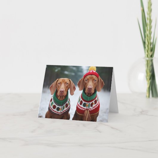 Carte de Noël des Chiens de Vizla hongrois (Devant)