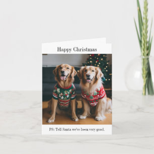 Carte de Noël des chiens d'or