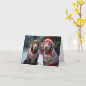 Carte de Noël des chiens du Labrador argenté (Fleur jaune)