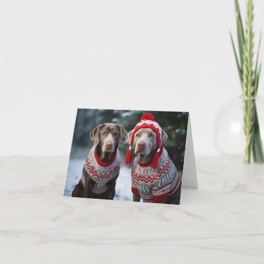 Carte de Noël des chiens du Labrador argenté (Devant)