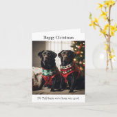Carte de Noël des chiens noirs du Labrador (Fleur jaune)