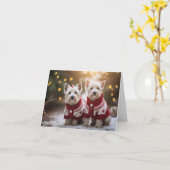 Carte de Noël des chiens Terrier de West Highland (Fleur jaune)