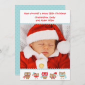 Carte de Noël des chouettes (Devant / Derrière)