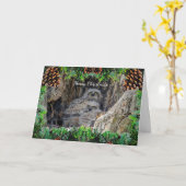 Carte de Noël des Chouettes à grande corne (Fleur jaune)