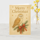 Carte de Noël des chouettes et des pins (Fleur jaune)