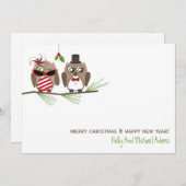 Carte de Noël des Chouettes et Mistletoe (Devant / Derrière)