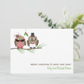 Carte de Noël des Chouettes et Mistletoe (Debout devant)