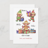 Carte de Noël des elfes aquarelles (Devant / Derrière)