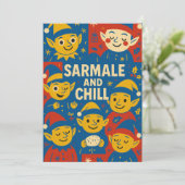 Carte de Noël des elfes Sarmale et Chill (Debout devant)