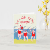 Carte de Noël des femmes de natation sauvage (Fleur jaune)