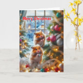 Carte de Noël des hamsters (Fleur jaune)