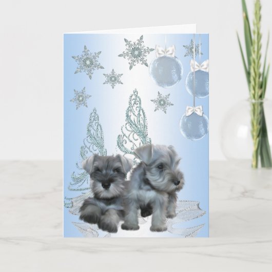 Carte de Noël des marionnettes Blue Schnauzer (Devant)