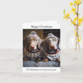Carte de Noël des marionnettes Weimaraner (Fleur jaune)