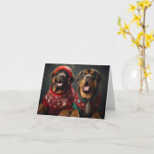 Carte de Noël des Mastiffs tibétains (Fleur jaune)