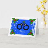 Carte de Noël des menottes de vacances de la polic (Fleur jaune)