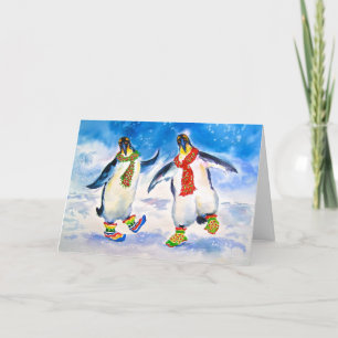 Carte de Noël des pingouins cool