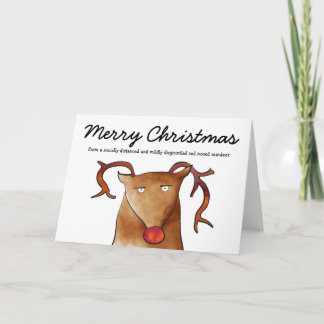 Carte de Noël des rennes socialement distants