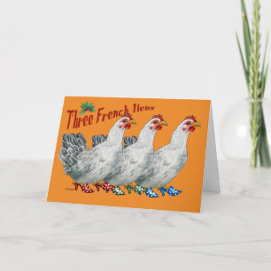 Carte de Noël des trois poules françaises
