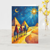 Carte de Noël Désert de Nuit (Fleur jaune)