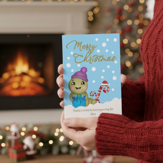 Carte de Noël Dessin Animé Ver Message Personnalis