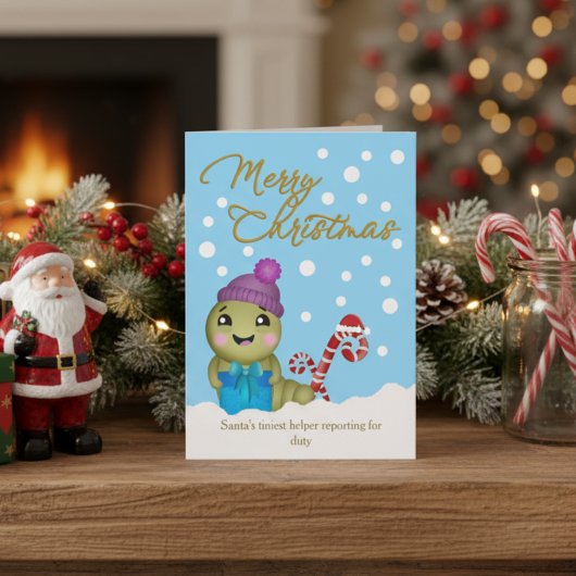 Carte de Noël Dessin Animé Ver Message Personnalis