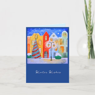 Carte de Noël d'hiver dans une petite ville tranqu