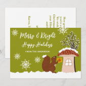 Carte de Noël d'hiver de cadeau d'écureuil de Fluf (Devant / Derrière)