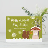 Carte de Noël d'hiver de cadeau d'écureuil de Fluf (Debout devant)