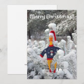 Carte de Noël d'hiver de poulet adorable ! (Devant / Derrière)