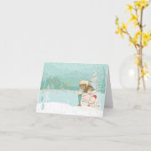 Carte de Noël d'hiver pour enfants noirs illustrée (Fleur jaune)