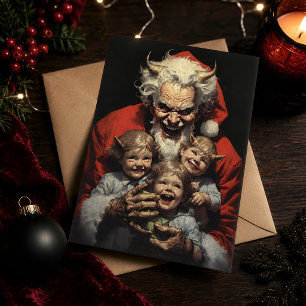 Carte de Noël d'horreur gothique Vintage Devil San