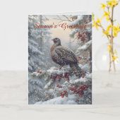 Carte de Noël Dinde Sauvage dans la Neige (Fleur jaune)