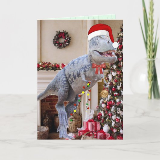Carte de Noël Dinosaur pliée (Devant)