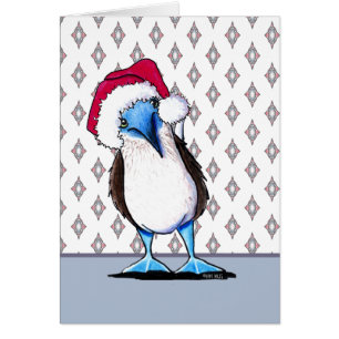 Carte de Noël d'oiseau à pattes bleues