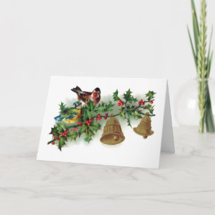 Carte de Noël d'oiseaux et de cloches sur le Berry