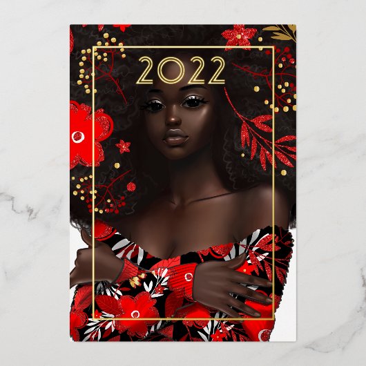 Carte de Noël dorée pour les fêtes de fin d'année (Recto)