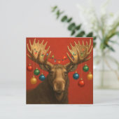 Carte de Noël d'orignal. (Debout devant)