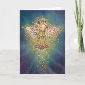 Carte de Noël douce à l'ange doré (Devant)
