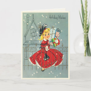 Carte de Noël douce de fille