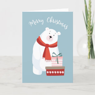 Carte de Noël douce ours polaire