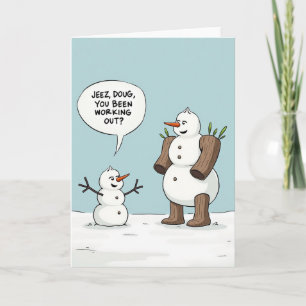 Carte de Noël drôle avec des amis bonhomme de neig