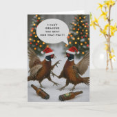 Carte de Noël drôle avec faisan (Fleur jaune)