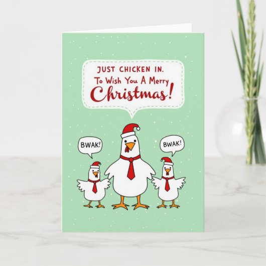 Carte de Noël drôle avec juste des poulets en pun (Devant)