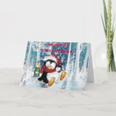 Carte de Noël drôle avec pingouin de fête (Devant)