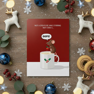 Carte de Noël drôle avec une souris mignonne qui d